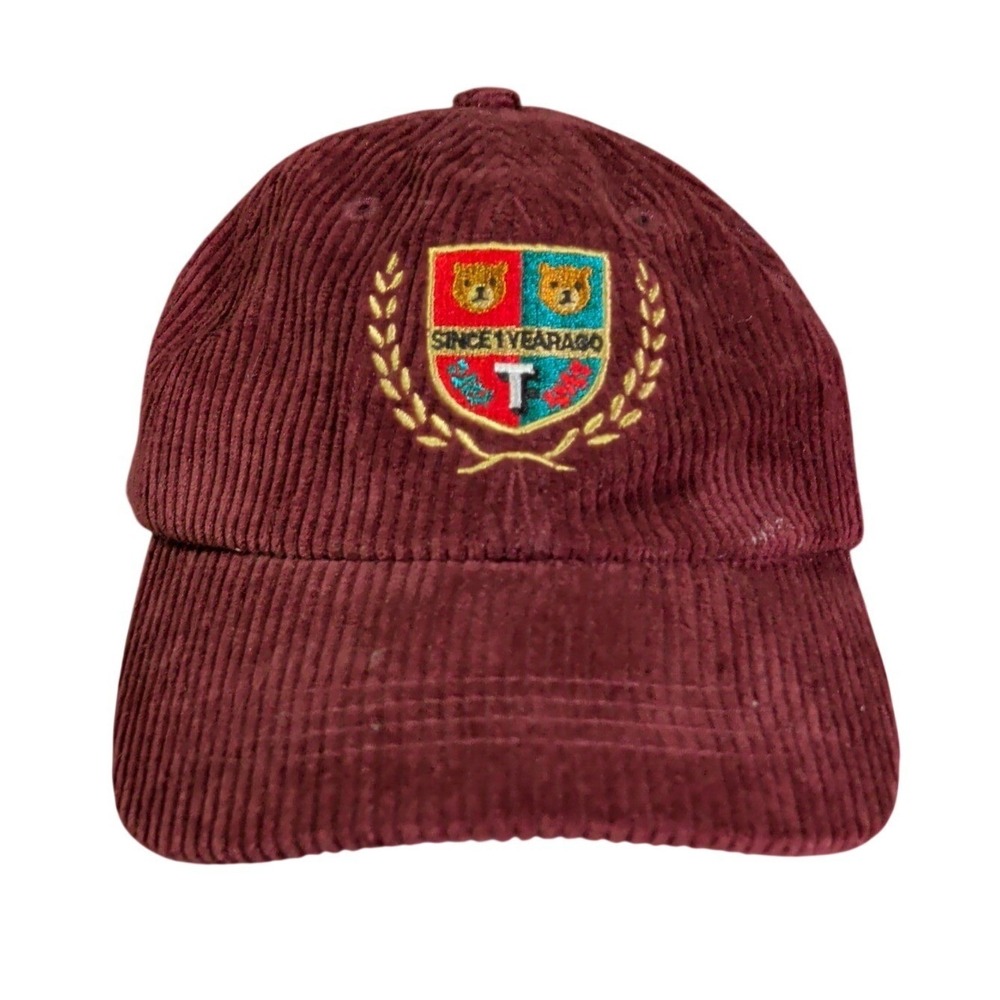 Teddy Fresh Year 1 Hat Red Corduroy Embroidered Strapback Adjustable Cap Preppy